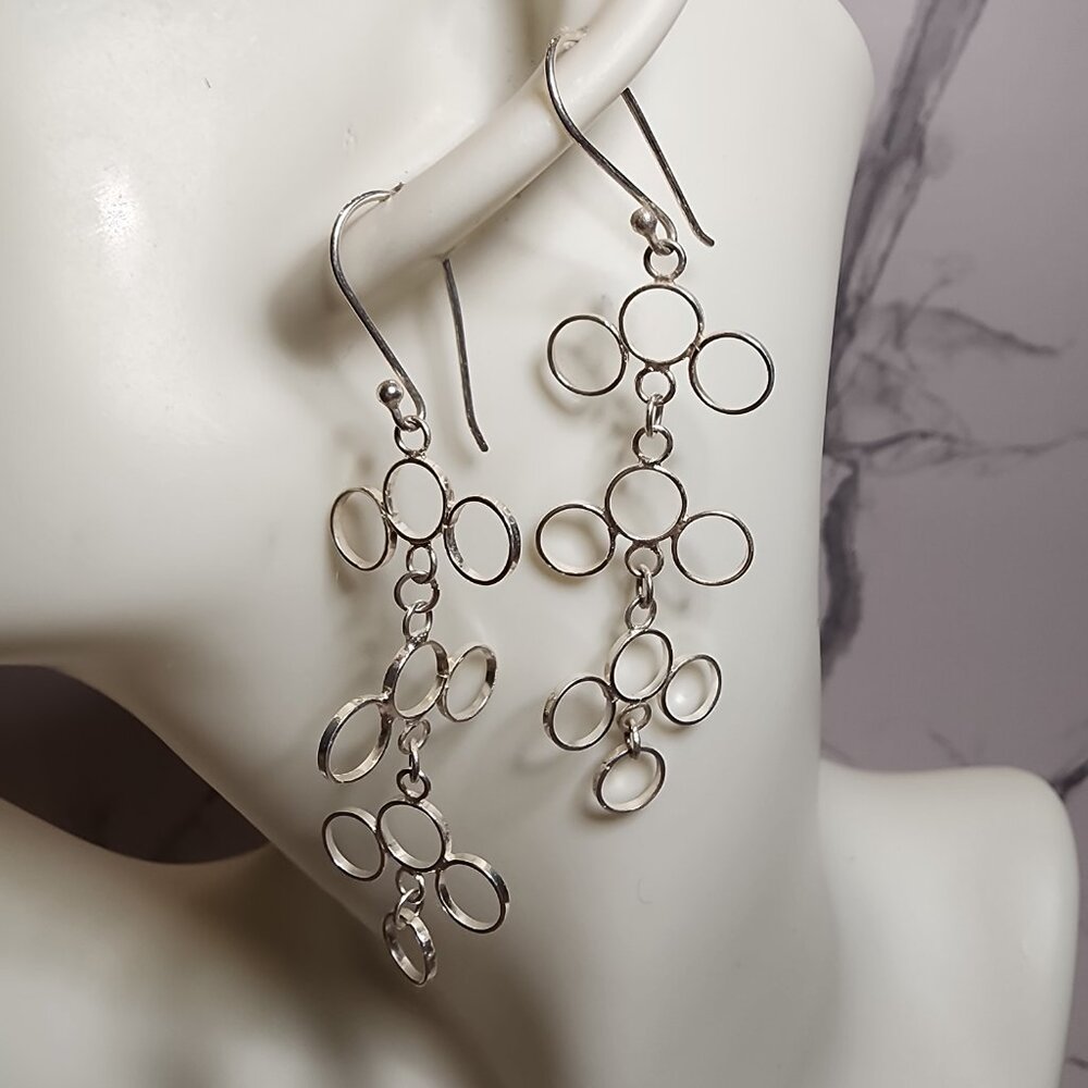 925 Silver Dangle Circle Earrings - image 2